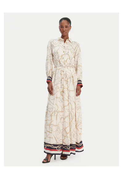 Rochie camasa - nasturi - ecru cu viscoza