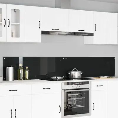 vidaXL Panou de bucătărie 2 buc. Negru 120 x 40 cm sticlă securizată