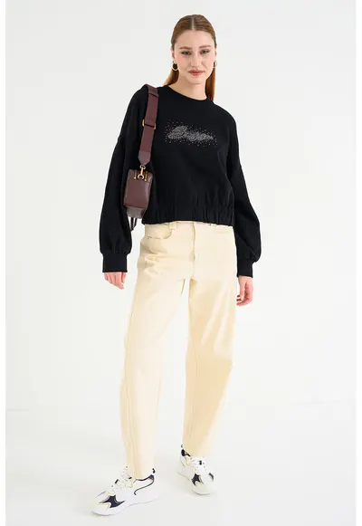 Bluza de trening cu maneci cazute Easton - Negru