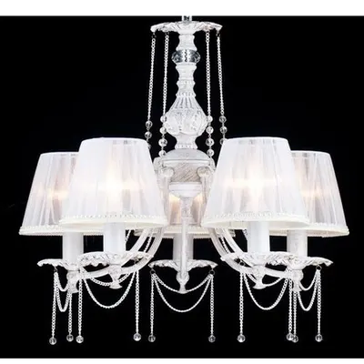 Candelabru Elegant Lolita,5 becuri dulie E14, 230V,D.50cm, H.47 cm,Alb-auriu