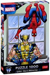 Puzzle Trefl din 1000 de piese - Crăciun cu Spider-Man și Wolverine
