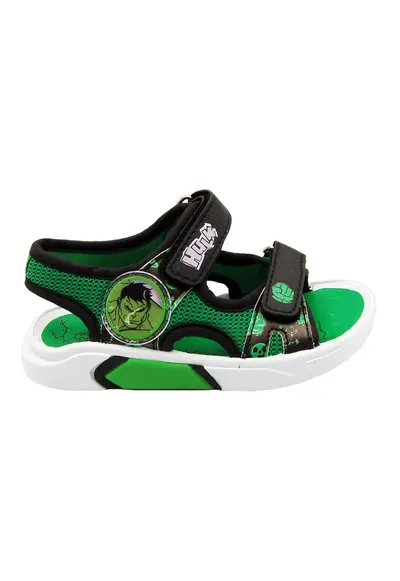 Sandale cu velcro si tematica Hulk - Verde/Negru