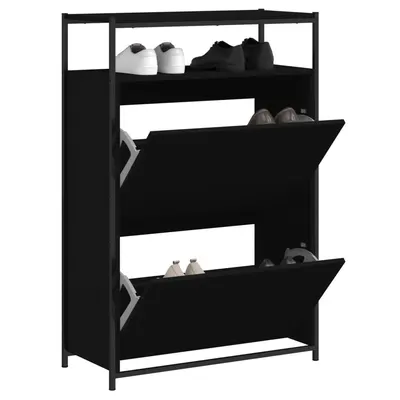 Gossi pantofar, negru, 75x34x112 cm, lemn compozit