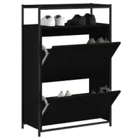 Gossi pantofar, negru, 75x34x112 cm, lemn compozit