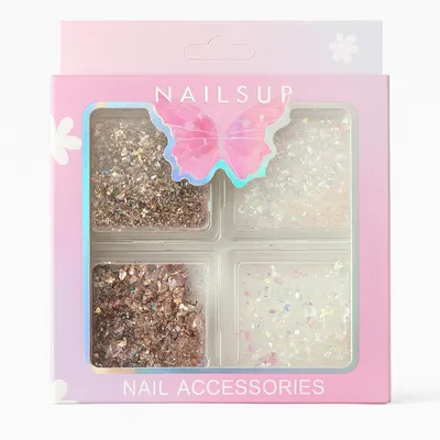 Set Decor Nail Art – Fulgii Metalici & Sidefați pentru Unghii, 4 Culori