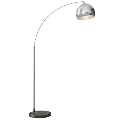 HOMCOM Lampă de podea vintage în arc cu bară ajustabilă, întrerupător de picior, soclu E27, argintiu | Aosom Romania