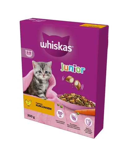 WHISKAS Junior 300 g hrana pentru pisoi cu pui delicios