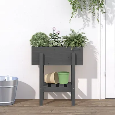 vidaXL Jardinieră de grădină, gri, 62x30x69 cm, lemn masiv pin