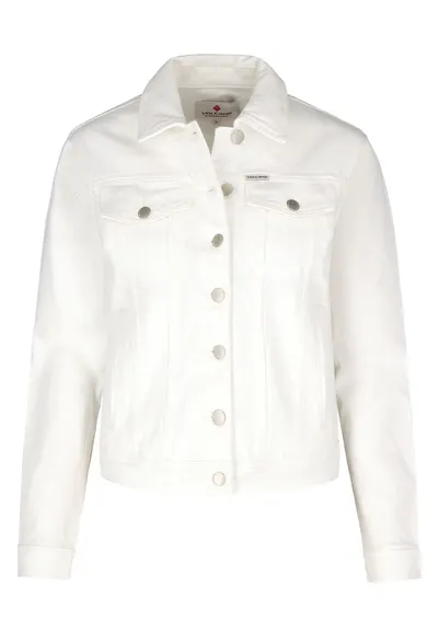 Jacheta scurta din denim cu nasturi - cu buzunare - J-Nala - alb crem