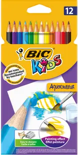 Creioane colorate BIC Kids - acuarele, 12 culori