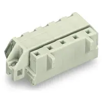 1-conductor female plug; angled; 100% protected against mismating; clamping collar; 2.5 mm²; Pin spacing 7.5 mm; 5-pole; 2,50 mm²; light gray