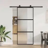 Gossi usa glisanta cu set feronerie neagra 90x205cm sticla securizata