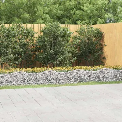 vidaXL Strat înălțat cu gabion arcuit, 800x50x50 cm, fier galvanizat