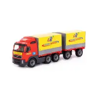Camion jucarie cu remorca, prelata, Volvo PowerTruck, 77x19x25 cm