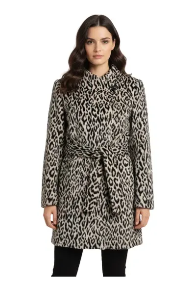 Palton lung cu imprimeu leopard