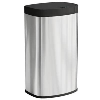 HOMCOM Coș bucătărie automat 55L din oțel inoxidabil, coș cu capac cu închidere lină, 38x28,5x69cm, argintiu | Aosom Romania