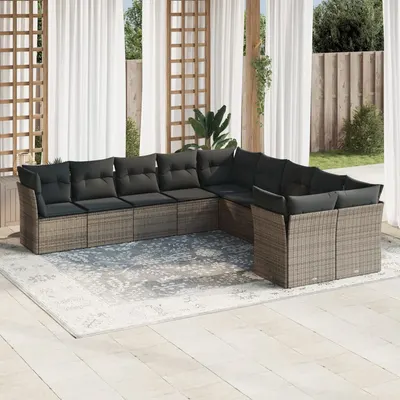 Gossi set mobilier de gradina cu perne, 10 piese, gri, poliratan