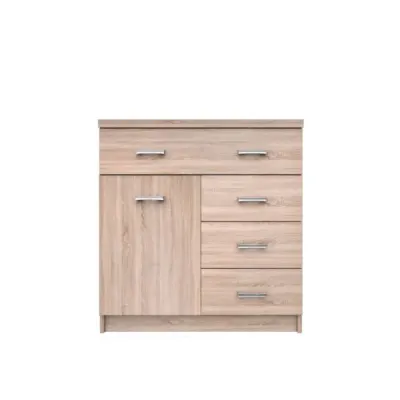 Comoda TOP MIX, 1 usa, 4 sertare, stejar sonoma, 80x33x85 cm