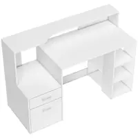 HOMCOM Birou pentru calculator, birou cu depozitare, 2 sertare, rafturi deschise și poliță pentru imprimantă, 137x55x92cm, alb | Aosom Romania