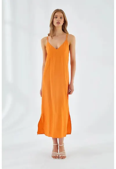 Rochie Midi - Portocalie - Textil