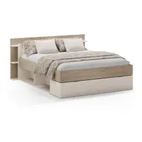 Pat matrimonial alb/în culoare naturală cu aspect de lemn de stejar cu spațiu de depozitare fără somieră 160x200 cm Albo – Marckeric