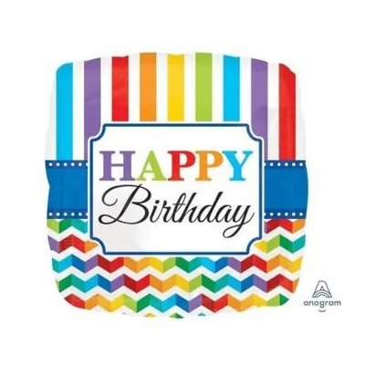 Balon folie figurina happy birthday patrat 43 cm Amscan AM3077001