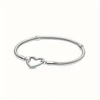 Bratara pentru talismane/charmuri argint 925, JW1135, model inima, placata cu rodiu