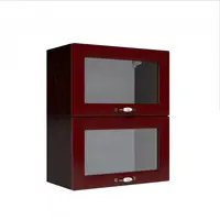 Corp superior vitrina 60 cu 2 usi orizontale Zebra MDF rosu simplu