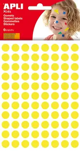 Stickere autoadezive APLI - Cercuri, galbene, 10,5 mm, 528 bucati