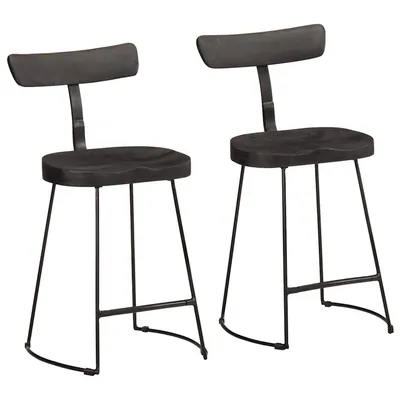 Gossi scaune de bar 2 buc negru 49x43x79 cm lemn masiv mango