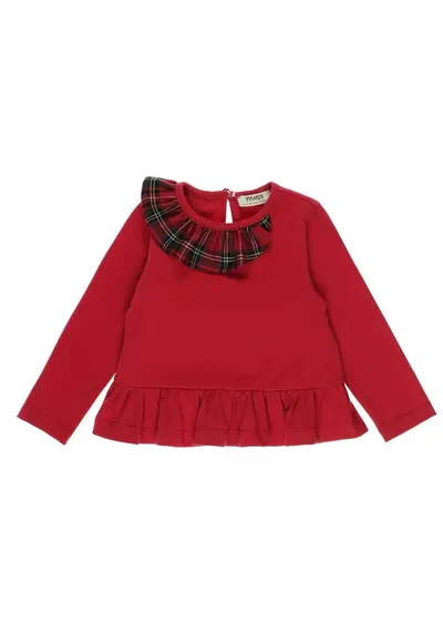 Bluza cu maneca lunga si volan - Stuart - Rosu - pentru fetite - 68/74