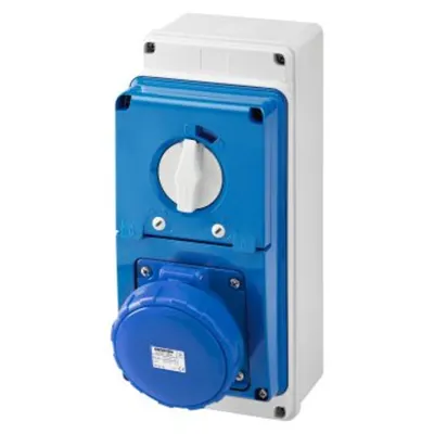 Priza industriala cu interblocaj verticala - WITH BOTTOM - WITH FUSE-HOLDER BASE - 2P+E 63A 200-250V - 50/60HZ 6H - IP67