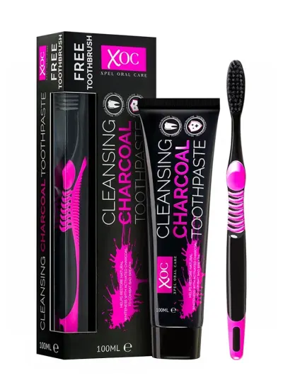 Xoc Pasta de dinti 100 ml +Periuta de dinti Cleansing Charcoal