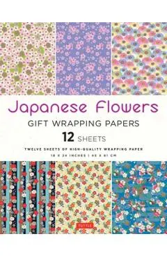 Japanese Flowers Gift Wrapping Papers - 12 Sheets: 18 X 24 Inch (45 X 61 CM) Wrapping Paper