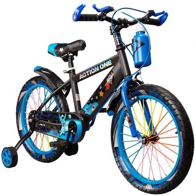 Bicicleta cu roti ajutatoare si bidon pentru apa Super Nova II, Action One, 20 inch, Albastru