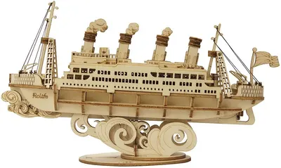 Puzzle 3D din lemn Robo Time din 145 de piese - Navă de croazieră