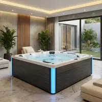 Minipiscina jacuzzi 6 persoane, sterling silver, 100 jeturi, iluminare LED, 218 218 90 cm, Wellis Avatar Deluxe