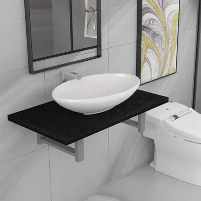 Gossi set mobilier de baie, 2 piese, negru, ceramica