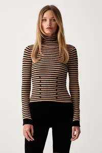 Twinset pulover cu guler înalt pentru femei cu vâscoză