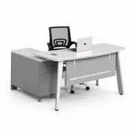 Set Velaris & FlexiPro - Birou cu dulap lateral si Scaun de birou ergonomic cu spatar mesh
