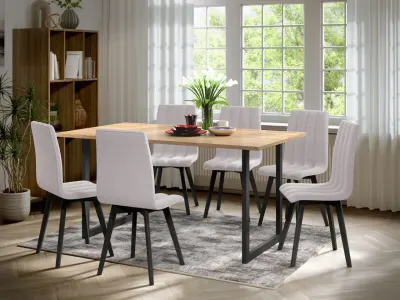 Set Masa Olive + 6 Scaune Karma Gri Deschis