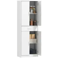 HOMCOM Dulap de bucătărie modern cu dulapuri cu uși, rafturi reglabile și sertar, 60 x 35 x 180 cm, alb | Aosom Romania