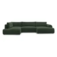 Colțar verde închis extensibil/cu spațiu de depozitare cu tapițerie din catifea reiată (cu colț pe partea stângă/în formă de "U") Lucien – Bobochic Paris