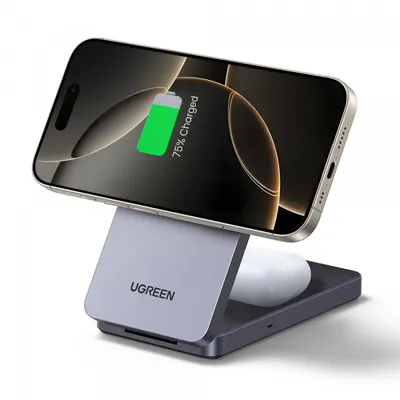 Incarcator Retea Wireless UGREEN W528 2in1, 20W, 1.67A, Negru
