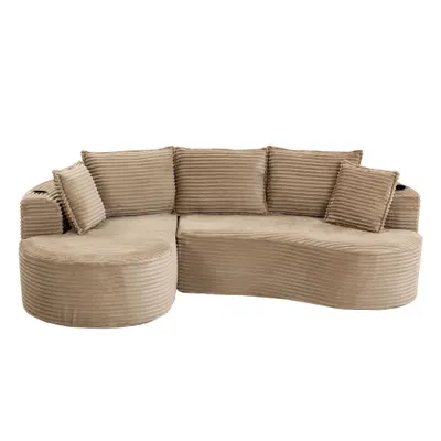 Bogesofa din catifea reiată, Kaki | Aosom Romania