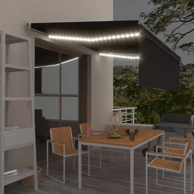 Gossi copertina retractabila manual cu stor & led, antracit, 4x3 m