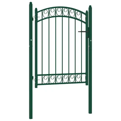 vidaXL Poartă de gard EMMEN cu blat arcuit, oțel, verde, 100x98,5 cm
