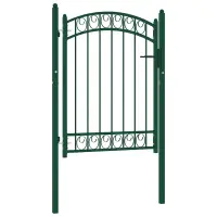 vidaXL Poartă de gard EMMEN cu blat arcuit, oțel, verde, 100x98,5 cm