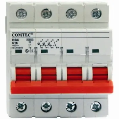 Intrerupator automat tetrapolar HBC 10kA MCB 16/4/C 16A