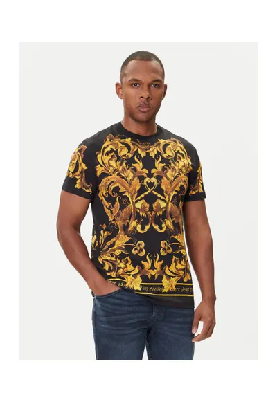 Tricou barbati culori negru/galben - bumbac